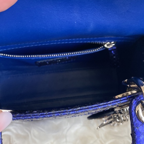 🐍 Lady Dior mini blue/purple exotic python bag - Picture 10 of 15